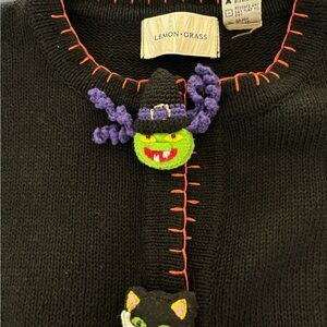 Lemon Grass Unique Halloween Cardigan Sweater Size M